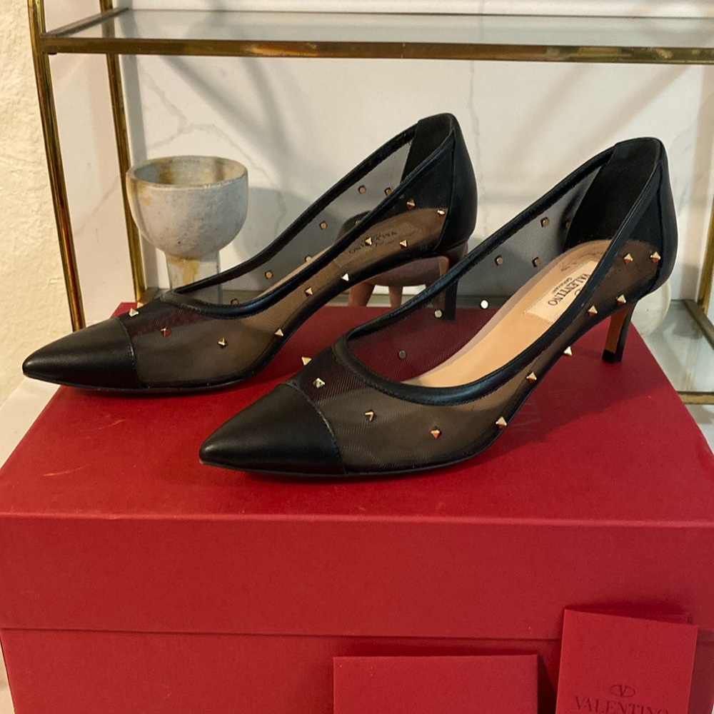 Valentino Garavani pre owned shining mesh pump 55mm rockstud